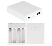 Paquete de 2 baterías USB para luces LED, letreros de neón, tiras de luces LED, luces de cadena de hadas y luces de cortina, soporte de batería 4-AA, salida de 4-6 V, color blanco