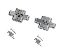 Paquete de 2 bisagras cruzadas invisibles plegables de 180 grados con tornillos, acero inoxidable y aleación de zinc, diseño oculto para madera, plegable, mostrador, colgar y (13 x 60 mm)