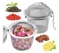 Paquete de 2 bolas de té de malla de acero inoxidable, infusor de té de malla extrafina para té de hojas sueltas, coladores de té, infusor de té, filtros para té (OD máx.: 8,5 cm)