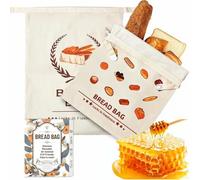 Paquete de 2 bolsa pan tela,bolsa pan,bolsas de cera de abejas reutilizables para pan, paneras para guardar el panexcelentes bolsas para almacenar pan casero y fresco.