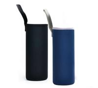 Paquete de 2 bolsas aisladas para botellas de agua de 550 ml, funda térmica de neopreno para deportes, camping, senderismo, viajes, uso al aire libre, negro (1000 ml)