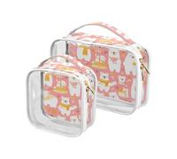 Paquete de 2 bolsas de aseo de viaje transparentes Mr & mrs Bear Pink Gold, aprobadas por la TSA, impermeables, transparentes, compatibles con las aerolíneas del aeropuerto, MR & MRS, oso rosa dorado