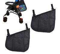 Paquete de 2 bolsas de compras universales con ganchos con correas antideslizantes y ajustables, bolsa de red de malla para almacenamiento de accesorios de bebé, color negro