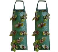 Paquete de 2 bolsas de cultivo colgantes para cultivar fresas, tomates, hierbas con múltiples bolsillos, diseño vertical que ahorra espacio, tela resistente a la intemperie para plantar al aire libre