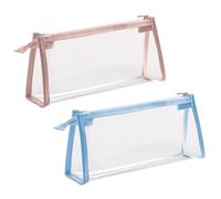 Paquete De 2 Bolsas De Lápices Transparentes, Bolsa De Lápices De Examen Grande, Bolsa De Lápices Con Doble Cremallera, Bolsa De Papelería Simple, Bolsa De Almacenamiento De Papelería Portátil