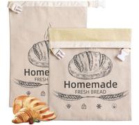 Paquete de 2 bolsas de pan de cera de abeja para masa madre, con hebilla, reutilizable, de lino orgánico, bolsa de pan de cera de abeja para masa madre casera de 17.5 x 11.5 pulgadas, bolsa de