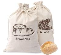 Paquete de 2 bolsas de pan de lino, bolsas de pan para pan casero, mantiene el pan fresco, almacenamiento de pan sin blanquear y reutilizable, bolsa de almacenamiento de alimentos, 29 x 44cm