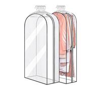 Paquete de 2 bolsas de plástico transparente para colgar ropa, chaquetas y abrigos con cremallera para protectores (60 x 153 x 25,5 cm)
