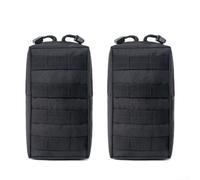 Paquete de 2 bolsas de utilidad Molle compactas e impermeables para acampar con cremalleras de fácil acceso y correas Molle para flexibilidad de fijación (negro)