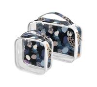Paquete de 2 bolsas de viaje de arte digital negro con estampado de leopardo transparente aprobadas por la TSA bolsas resistentes al agua para mujeres esenciales de viaje