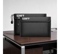 Paquete de 2 bolsas ignífugas para efectivo, bolsa ignífuga impermeable para dinero, pasaportes y objetos de valor - Aislamiento térmico de 8 capas, 21,5 x 14 cm