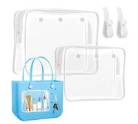 Paquete de 2 bolsas interiores transparentes con 2 ganchos de inserción para bolsa Bogg, divisor de almacenamiento para viajes, cosméticos, maquillaje, organizador de limpieza, Blanco, Moderno