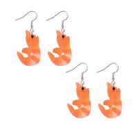 Paquete de 2 bonitos aretes colgantes de cangrejo de río con camarones, joyería divertida con temática de mariscos para mujer