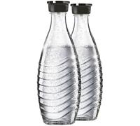 Sodastream Jarra de vidrio, botellas de vidrio, compatibles con los carbonatadores de agua Crystal & Penguin, transparente/negra, 0,75 L, paquete de 2 (2 x 0,75 L), el embalaje puede variar