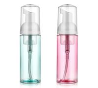 Paquete de 2 botellas de espuma de viaje de 60 ml/56.7 g, dispensador de jabón de espuma de espuma de plástico transparente, mini recipientes vacíos recargables para lavado facial, pestañas, champú