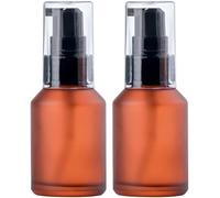 Paquete de 2 botellas vacías de 30 ml, color marrón, rellenable, para muestras de cosméticos con cabezal de bomba de plástico negro, ideal para cremas, sueros, emulsiones, embalaje de viaje y geles de