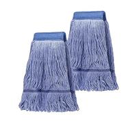 Paquete de 2 cabezales de fregona, cabezal de fregona comercial, limpieza industrial húmeda, paquete de repuesto de cabezal de fregona vintage. (Azul)