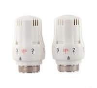 Paquete de 2 cabezales termostáticos de válvula de radiador M30 x 1.5, perilla de control de calefacción ABS con función anticongelante para oficina en casa, rango de regulación de 6-28 °C, color