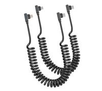 Paquete de 2 Cable Lighttning Coche en Espiral de 90 Grados, Certificado Carplay y MFi, Cargador Retráctil para iPhone con Transmisión de Datos, Cable de carga de iPhone corto para i Phone/Pad/Pod