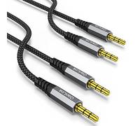Paquete de 2 cables auxiliares de audio TRS de 3,5 mm, cable de audio auxiliar TRS, cable trenzado de nailon compatible con coches, estéreos domésticos, altavoces, iPod, iPad, auriculares, Sony, Echo