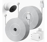 Paquete de 2 cables de alimentación de 9 m para batería Google Nest Cam (2ª generación) para exteriores/interiores, cable de carga resistente a la intemperie con adaptador de 5 V 2 A, fuente de