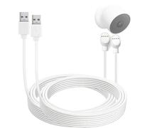 Paquete de 2 cables de carga de alimentación USB de 10 m, cable de carga más grueso, compatible con cámara Google Nest Cam (versión de batería), cable de carga extendido, resistente a la intemperie
