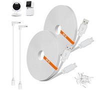 Paquete de 2 cables de extensión de alimentación de 10 pies compatibles con cámaras de seguridad Wyze Cam v4, Wyze Cam Pan v3, Wyze OG, v3 y v3 Pro, cable de carga USB a micro USB plano de 3 m de