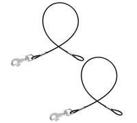 Paquete de 2 Cables de extensión de Metal a Prueba de masticación, Correa Resistente sin enredos para Cualquier Correa, Collar y arnés, Extensor de Correa de Perro Negro