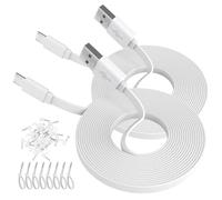 Paquete de 2 cables de extensión micro USB planos de 16.4 pies, cable de alimentación de carga USB a micro para cámara de seguridad, Wyze Cam v4/v3/Pan v3/OG/v3 Pro, Blink Mini, Ring Indoor, Kasa