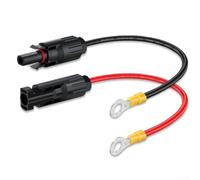 Paquete de 2 cables de extensión solar fotovoltaica con terminal, cable de cobre estañado de 10 AWG 30 A, cable de conector fotovoltaico resistente a los rayos UV para batería y sistema de paneles (50