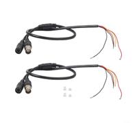 Paquete de 2 cables de video de alimentación de 60 cm para conector BNC y CC a cable pelado, cable de extremo de cámara CCTV con terminal de 2 pines y 3 pines para instalación de placa PCB (negro x