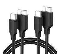 Paquete de 2 cables micro B a USB C, USB 3.0 de 50 cm, cable de disco duro externo compatible con Seagate, WD Toshiba, MacBook Pro/Air, iPad, iPhone, Samsung Galaxy S26