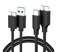 Paquete de 2 cables micro USB 3.0 + cable micro B a USB C, cable de disco duro de alta velocidad de 50 cm, USB 3.0 A a Micro B compatible con Seagate, WD, Toshiba, Westgate, Samsung Galaxy S5, Note 3