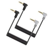 Paquete de 2 cables TRS a TRRS de 3,5 mm macho a macho, en espiral de ángulo recto, adaptador convertidor de audio, divisor compatible con iPhone, Android, teléfonos inteligentes, tabletas con VideoMicro Go BOYA