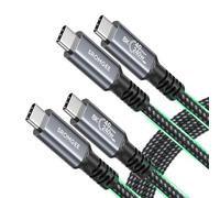 Paquete de 2 cables USB 4 de 3.3 pies, 40 Gbps, 240 W, carga rápida, USBC, 4 monitores, compatible con Thunderbolt 4/3, MacBook, iPhone 17/16/15, SSD, Dell, XPS, HP Laptop