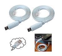 Paquete de 2 cables USB a consola, cable de consola USB Cisco, consola USB a Rj45, cable de consola Cisco USB Rollover para Windows/Vista/MAC/Linux (1,8 m, azul/2 paquetes)
