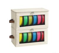 Paquete de 2 cajas de almacenamiento de filamentos para impresoras 3D, organizador de tela con tapa con cremallera, diseñado para separación y protección de bobinas PLA ABS (beige)