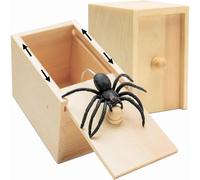 Paquete de 2 Cajas de Broma de Araña de Madera Suministros de Broma de Halloween Caja de Broma de Araña Juguetes Caja de Broma de Araña Favores de Fiesta para Niños y Adultos
