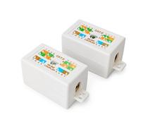 Paquete de 2 cajas de conexiones FGB RJ45 Cat6 ABS blanco, acoplador de corona de perforación en línea para cables de red Ethernet Cat6 Cat5E Cat5, acoplador Ethernet RJ45 para extensión de red de