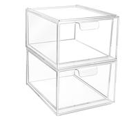 Paquete de 2 cajones de almacenamiento apilables - Cajonera de plastico - Organizadores de baño de acrílico - ideal para baño, tocador, escritorio y otros escenarios de almacenamiento