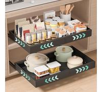 Paquete de 2 Cajones Extraibles para Cocina: Bandeja Armario Telescópico Adhesivos - Organizador Armario de Ancho Ajustable (32-53cm) Para Almacenaje y Organizador en Hogar - Sin Taladrar | Negro