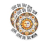 Paquete de 2 calcomanías Live by The Sun Love by The Moon - Mystical Magical Spiritual Hippie - 5 pulgadas en el lado más largo - Vinilo de alta calidad - para coches, camiones, patinetas, portátiles