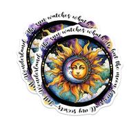 Paquete de 2 calcomanías The Sun Watches What I Do but The Moon Knows All My Secrets - Mystical Magical - 5 pulgadas en el lado más largo - para coches, camiones, monopatines, portátiles - Fabricado