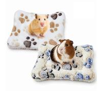 Paquete de 2 camas de conejillo de indias, 26 x 33 cm, color blanco y café | Cojín lavable ultrasuave, ropa de cama cálida y acogedora para conejillos de indias, chinchilla y otros animales pequeños