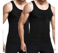 Paquete de 2 camisetas sin mangas para hombre, camisetas de compresión, ajustadas, de algodón, camisetas de verano, Negro 2 piezas, S