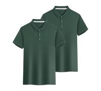 Paquete de 2 camisetas tipo polo para mujer, ligeras que absorben la humedad, de manga corta, informales, color liso, 3 botones, transpirables, de secado rápido, atléticas, para golf, tenis, tallas