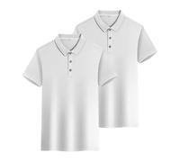 Paquete de 2 camisetas tipo polo para mujer, ligeras que absorben la humedad, de manga corta, informales, color liso, 3 botones, transpirables, de secado rápido, atléticas, para golf, tenis, tallas