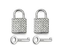 Paquete de 2 candados cuadrados brillantes mini candado cuadrado decorativo para equipaje, accesorio de bolso con llave para joyero diario (plateado)