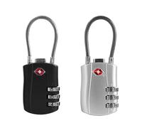 Paquete de 2 candados de equipaje aprobados por la TSA, combinación de 3 dígitos, candados de cable de acero reconfigurables para viajes, maletas, mochilas, taquillas, gimnasio (negro y plateado)