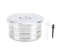 Paquete de 2 cápsulas de café reutilizables de acero inoxidable para DELTA Q con cepillo y cuchara (con cuchara de cepillo)
